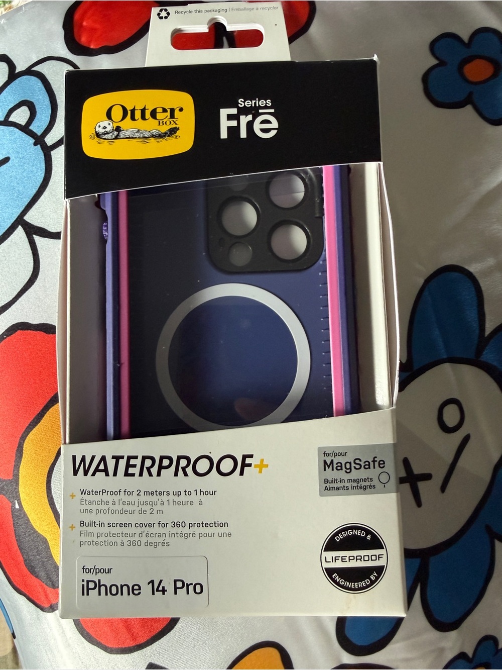 OtterBox Frē Waterproof Case for iPhone 14 Pro - Purple with Pink Trim